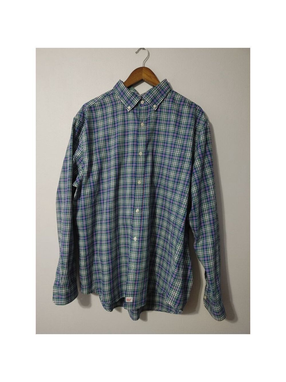 Men's Vineyard Vines Classic Fit Murray Plaid Button Down Shirt XL Green Blue